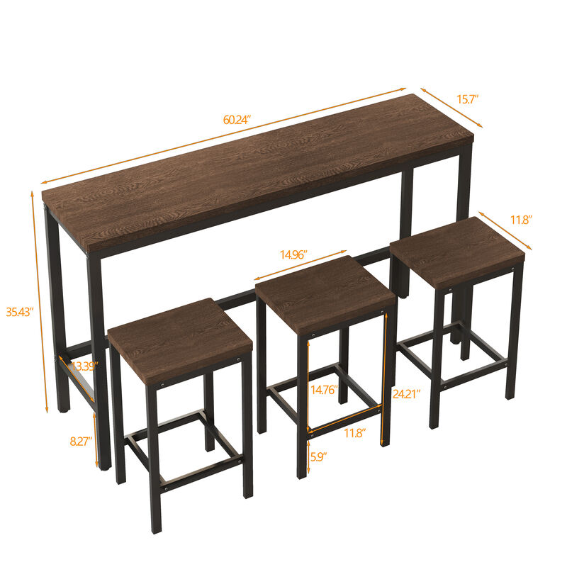 Merax Bar Dining Table with 3 Stools Dining Set