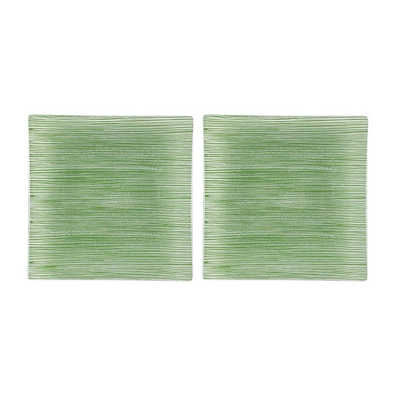 Glass Dinnerware 7.75" x 7.75" Square Green Glass Plate (Set of 2)