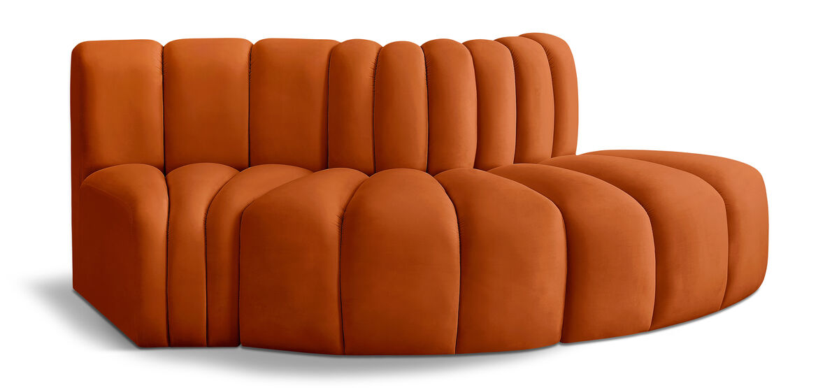 Meridian Furniture Arc Cognac Velvet Modular Sofa