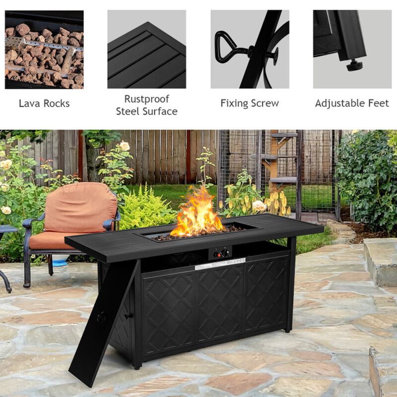 Mondawe 57" Fire Pit Table - 50K BTU, Auto-Ignition & Adjustable Feet