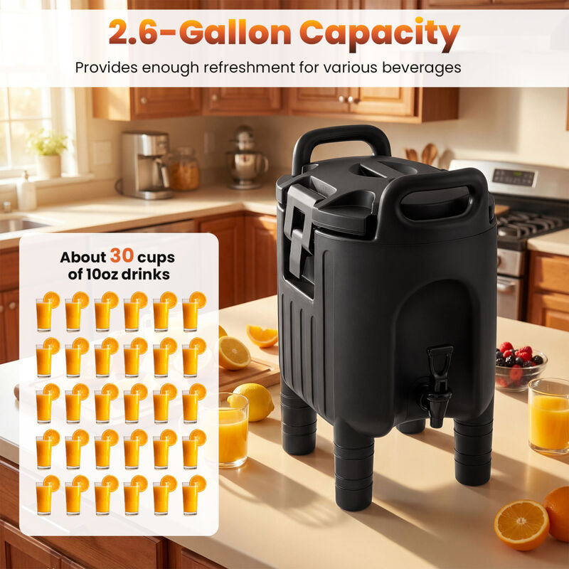 Portable Insulated Beverage Dispenser with Handles and Two Stage Faucet for Parties-Black image number 5