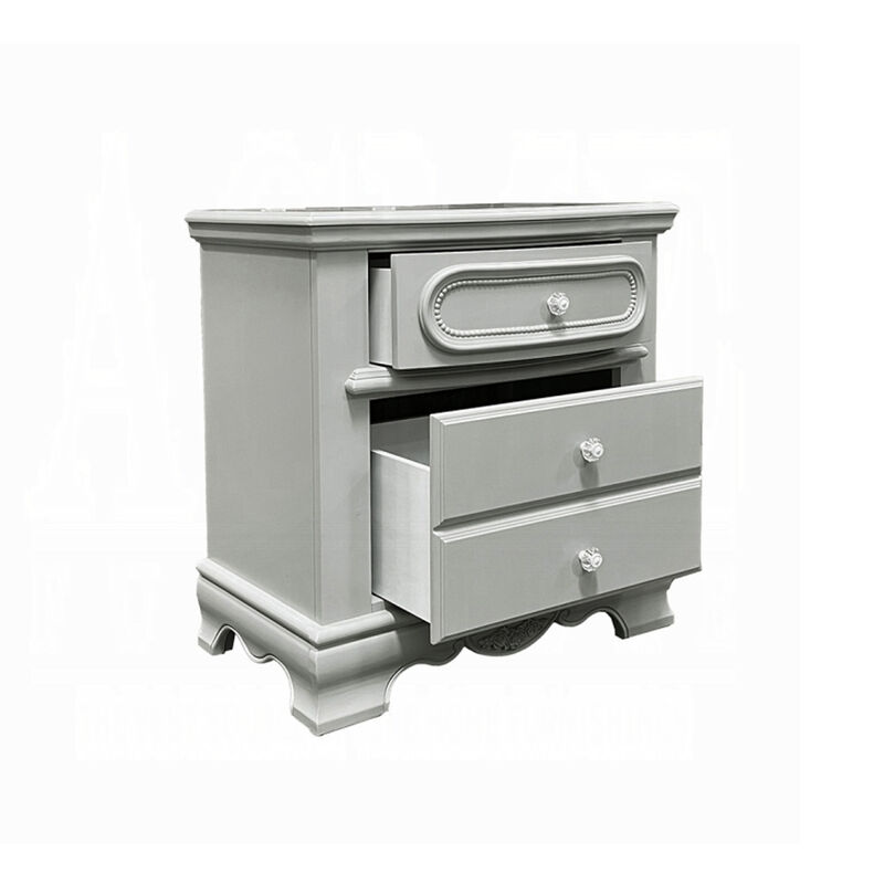 3pc Full Bedroom Set, Gray and Silver, Nightstand and Dresser image number 6