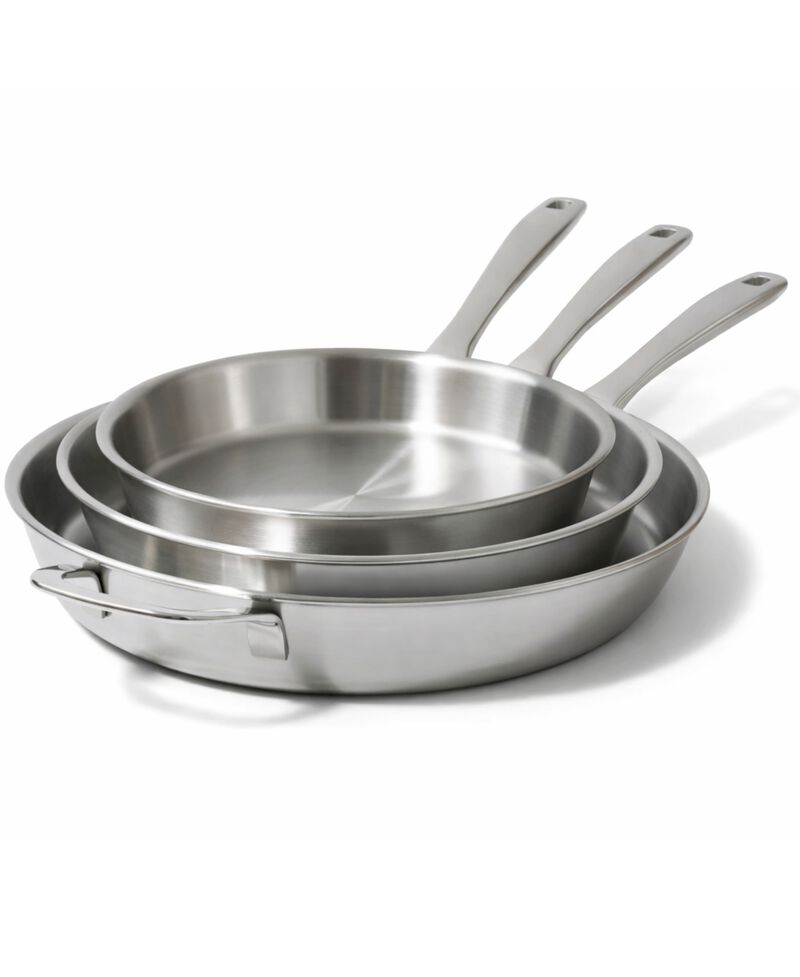Alva Maestro 5-Ply Stainless Steel Frying Pan 3-Piece Set - Oven Safe and Made without PFAS, PFOA & PTFE - Induction and All Stovetop Compatible with Even Heat Distribution image number 0