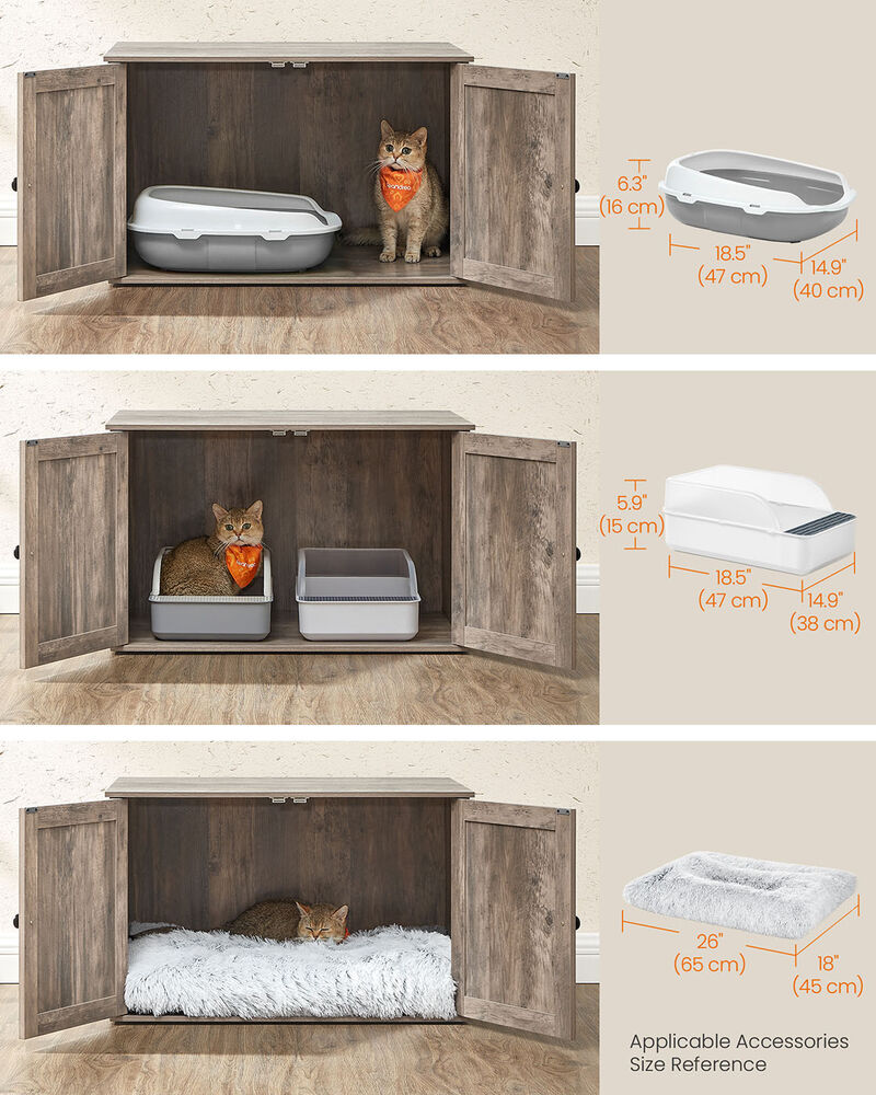 Cat Litter Box Enclosure Furniture &ndash; Hidden Litter Cabinet for Indoor Cats with Magnetic Door and Storage Shelf image number 2