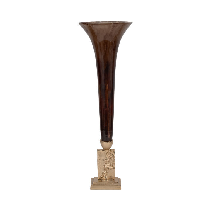Glass, 31" Trumpet Vase, Bronze