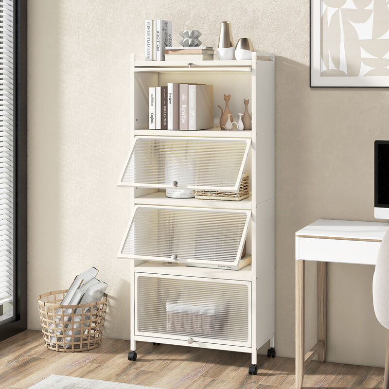 5-Tier Kitchen Baker&rsquo;s Rack with Flip-Up PC Doors and Open Storage Shelves