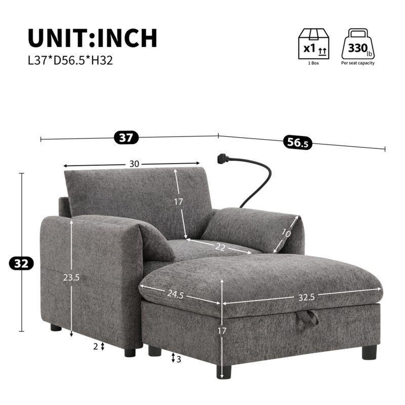 Kiple Modern Chenille Accent Chair & Ottoman Set image number 9