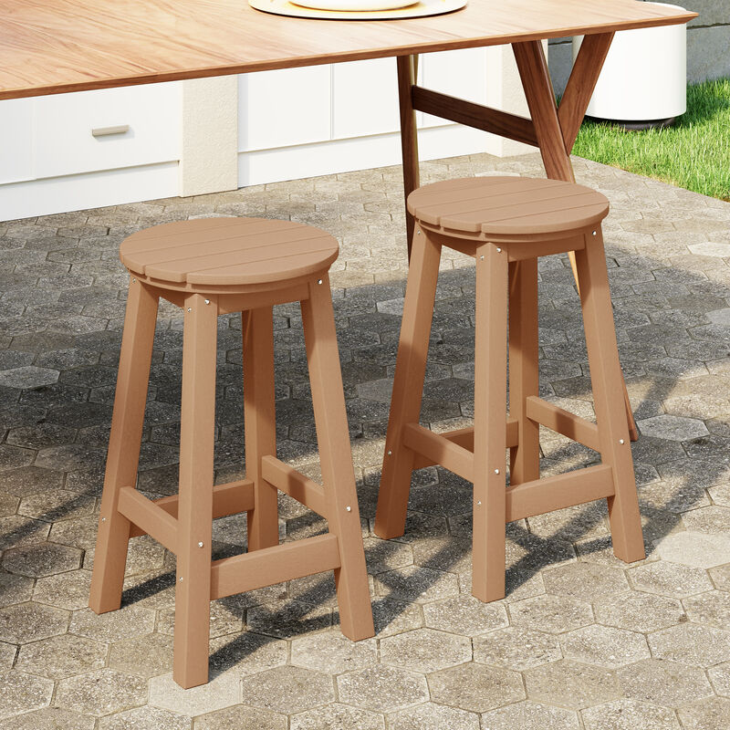 WestinTrends 24" HDPE Outdoor Patio Round Counter Height Bar Stool Set of 2