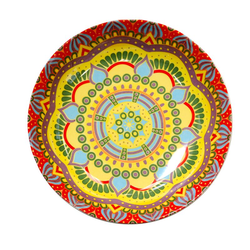 Elama Zen Red Mozaik 16 Piece Luxurious Stoneware Dinnerware with Complete Setting for 4, 16pc