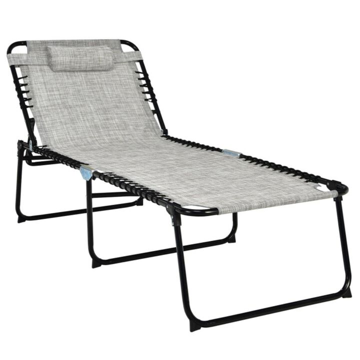 Hivvago 4 Position Folding Lounge Chaise with Adjustable Backrest and Footrest