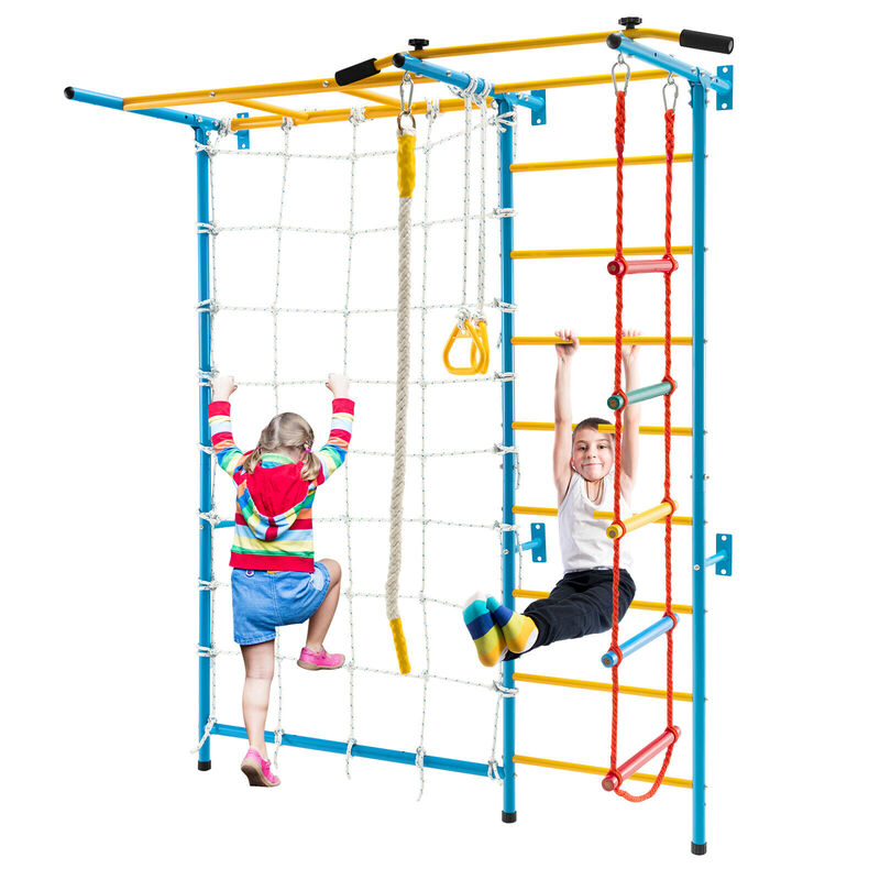 7-in-1 Kids Gym with Swedish Wall Ladder for Indoor Play and Activity image number 5