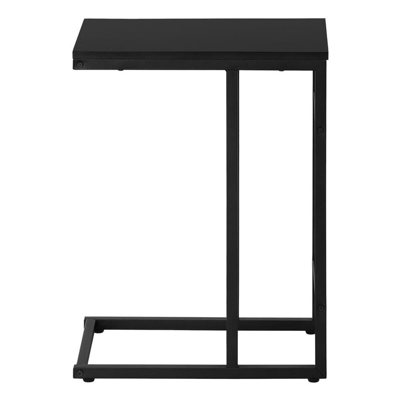 Accent Table, C-shaped, End, Side, Snack, Living Room, Bedroom, Black Laminate