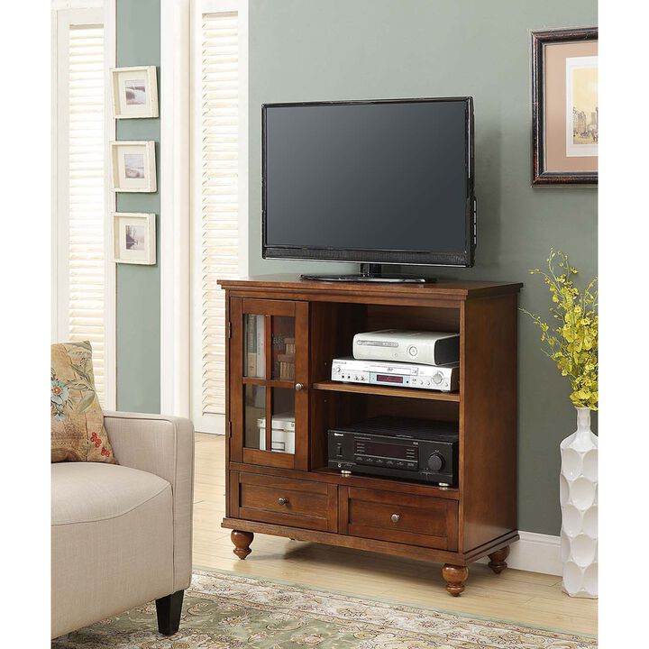Convenience Concepts Tahoe Highboy 2 Drawer TV Stand with Storage Cabinet and Shelves