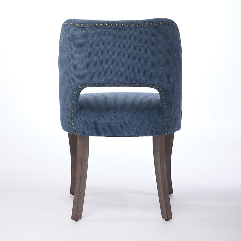 GOODSILO Modern Fabric Upholstered Dining Chairs Set of 2 with Curved Backrest and Solid Wood Legs for Comfortable Seating in Dining Spaces image number 7