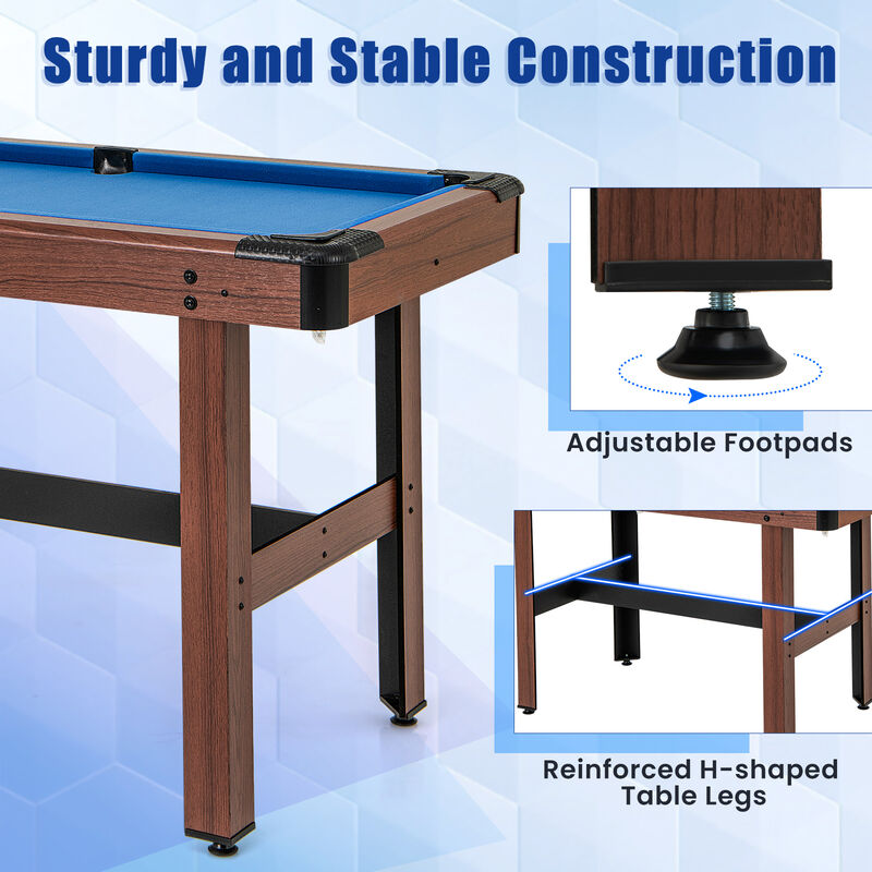 Kids and Adults Wooden Pool Table with Complete Billiard Ball Set image number 6