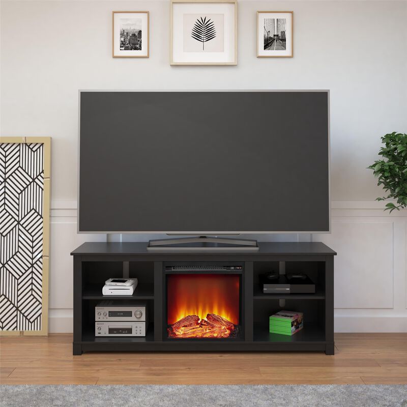 Ameriwood Home Edgewood TV Console with Fireplace for TVs up to 60", Black