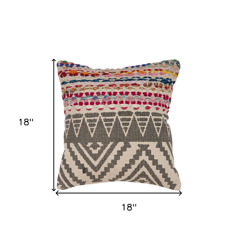 HomeRoots Set of Two Gray Chevron Cotton Throw Pillow image number 4