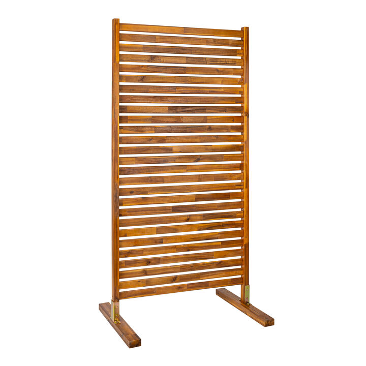 Solana Coastal Transitional Acacia Wood Slat Indoor/Outdoor Single Panel Room Divider