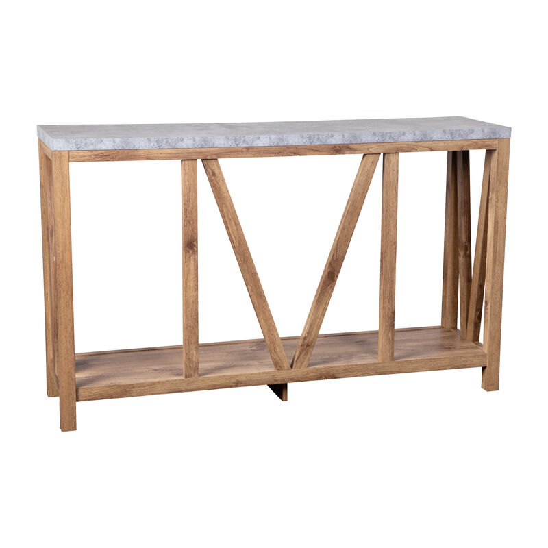 Warm Oak/Marble Entry Table