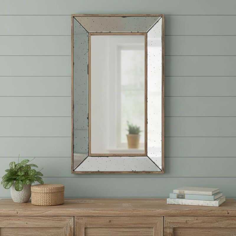 HomeRoots 24" Silver Framed Antiqued Accent Mirror image number 1