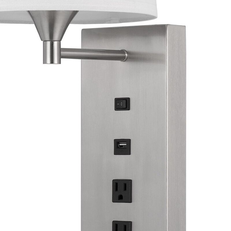 Rexi 19 Inch Modern Metal Wall Lamp, USB, 2 Power Outlets image number 2
