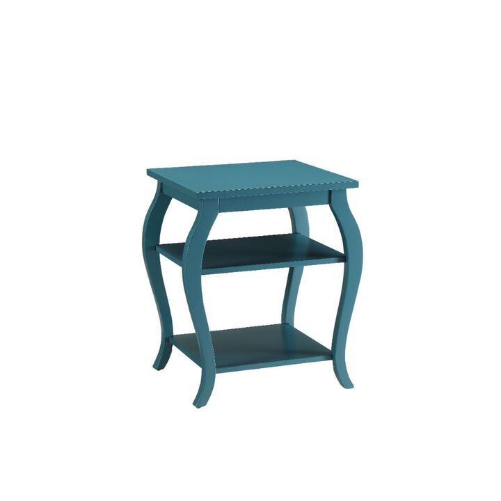 Decorative Side Table &ndash; Square Accent Table with Bow Legs and Pop of Color