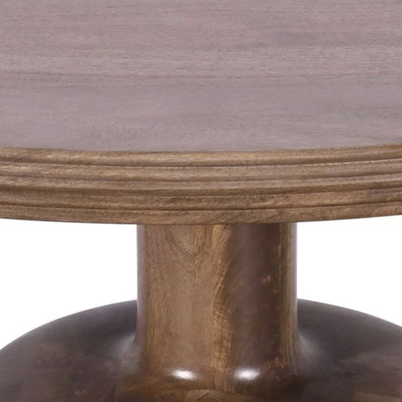 Rise 48 Inch Dining Table, Round Top, Pedestal Base, Rich Brown Wood