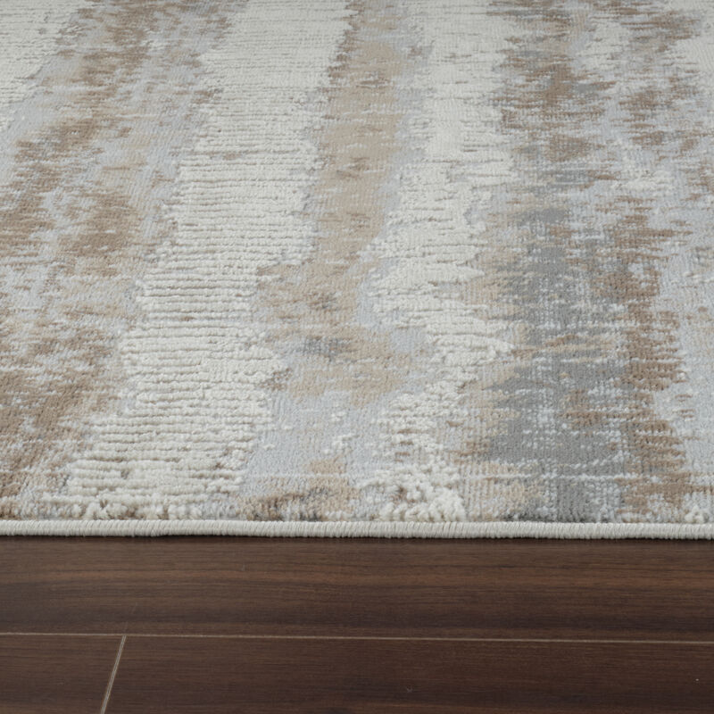 Rug Branch Elva Contemporary Striped Beige Brown Indoor Area Rug