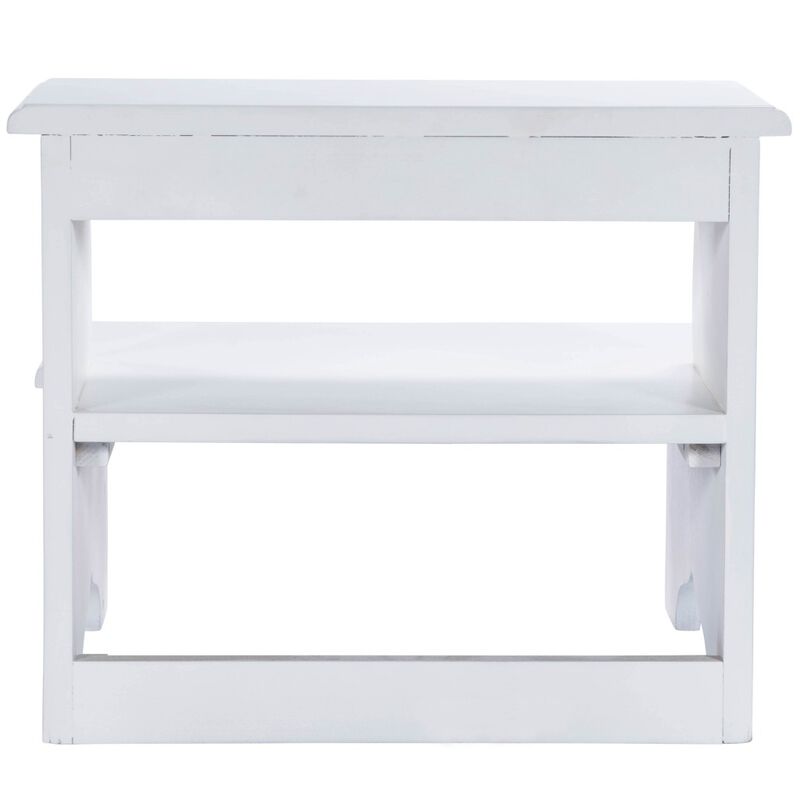 Hivvago 18 Inch White Wood Footstool