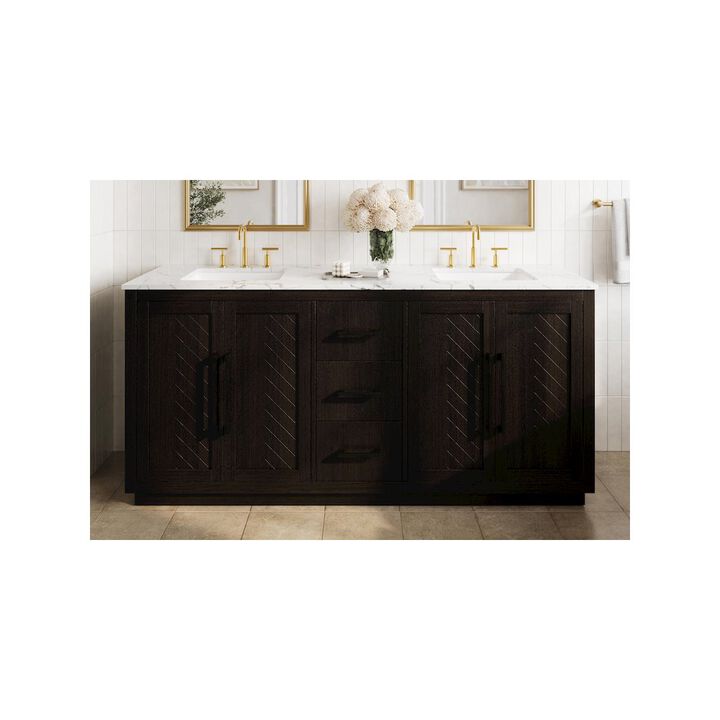 Elegant Kitchen and Bath 72 inch Double Bathroom Vanity in Chocolate Oak