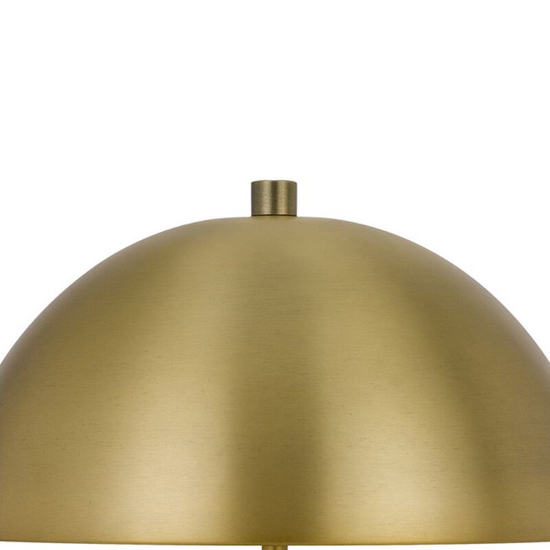 20 Inch Metal Accent Table Lamp with Dome Shade, Brass - Benzara