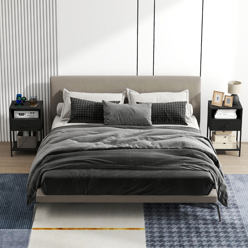 Modern Nightstand with Charging Station, USB Ports and Electrical Outlets image number 5