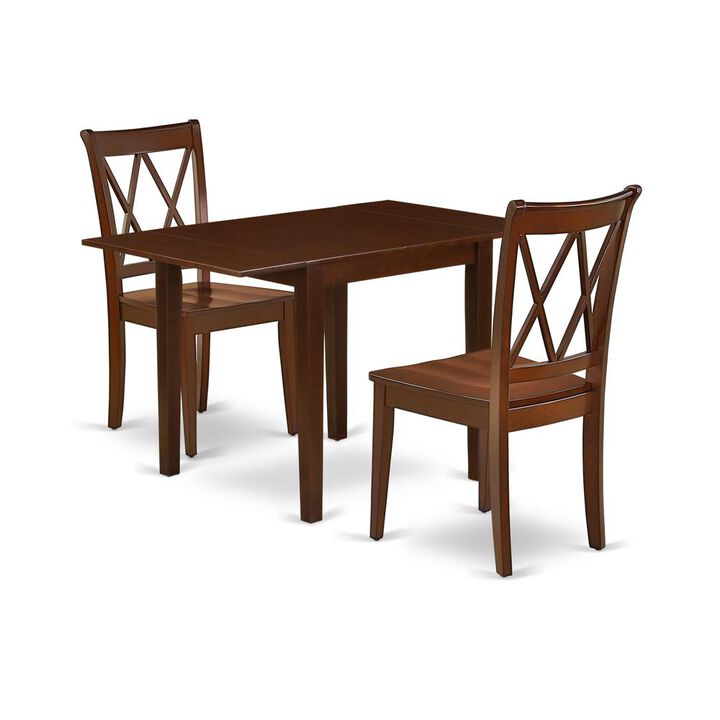 East West Furniture Dining Room Set Mahogany, NDCL3-MAH-W