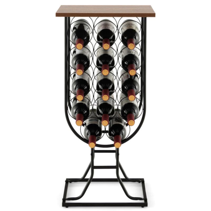 Hivvago 14 Bottles Wine Rack with Detachable and Lockable Wheels-Black