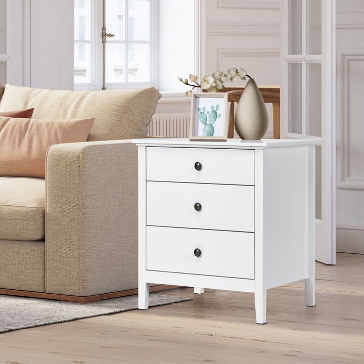 Nightstand Beside End Side Table Organizer with 3 Drawers