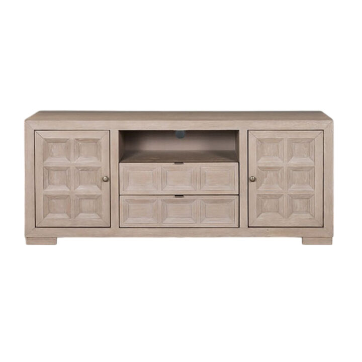 Kizie TV Stand Console, Storage Cabinets, Tawny Brown Wood, 72 Inch