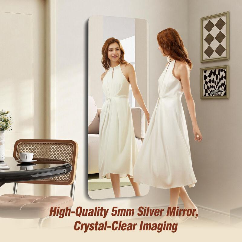 ELEMENT ACE 65 Inch x 24 Inch Full Body Round Corner Wall Hanging Mirror High Definition Explosion-Proof 5mm Silver Mirror for Living Room Bedroom Cloakroom Home Use image number 8