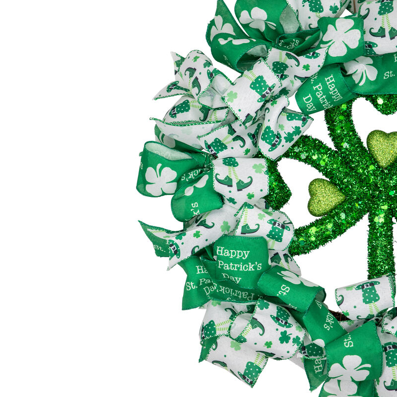 Shamrocks and Ribbons St. Patrick's Day Wreath  24-Inch  Unlit