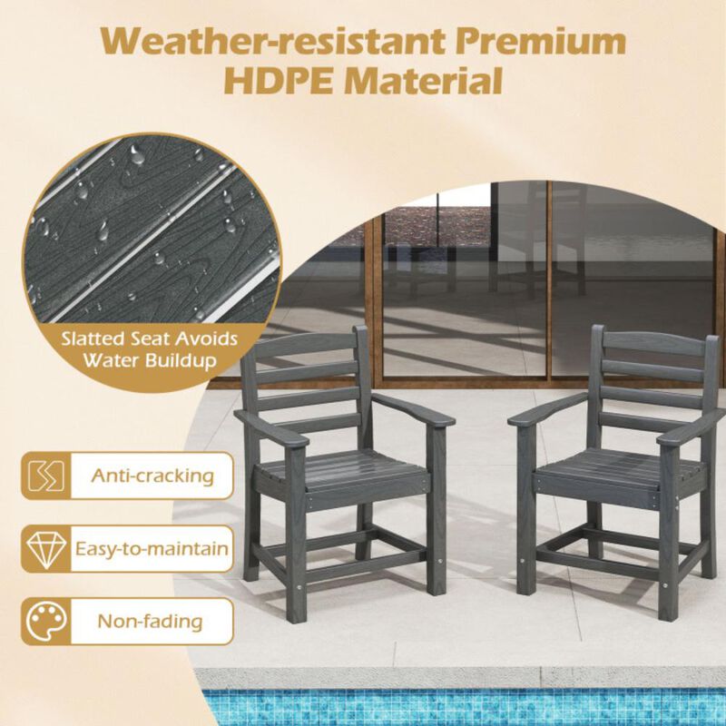 Hivvago HDPE All Weather Patio Dining Chairs Set of 2 with Wide Armrests