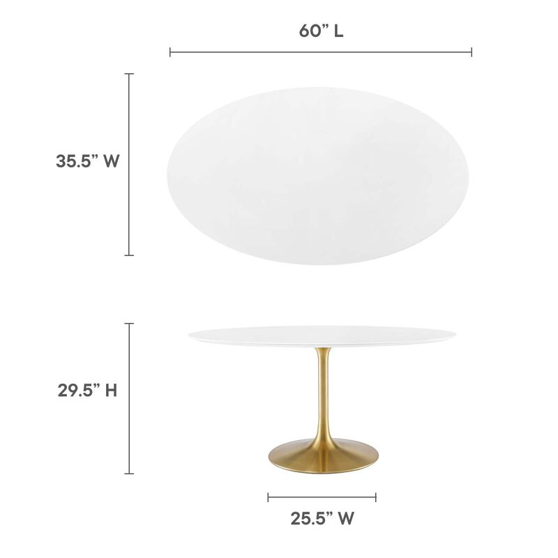 Modway - Lippa 60" Oval Wood Dining Table Gold White