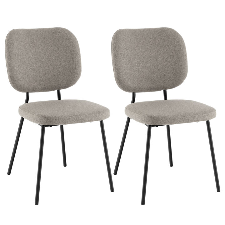 Set of 2 Modern Armless Dining Chairs with Linen Fabric