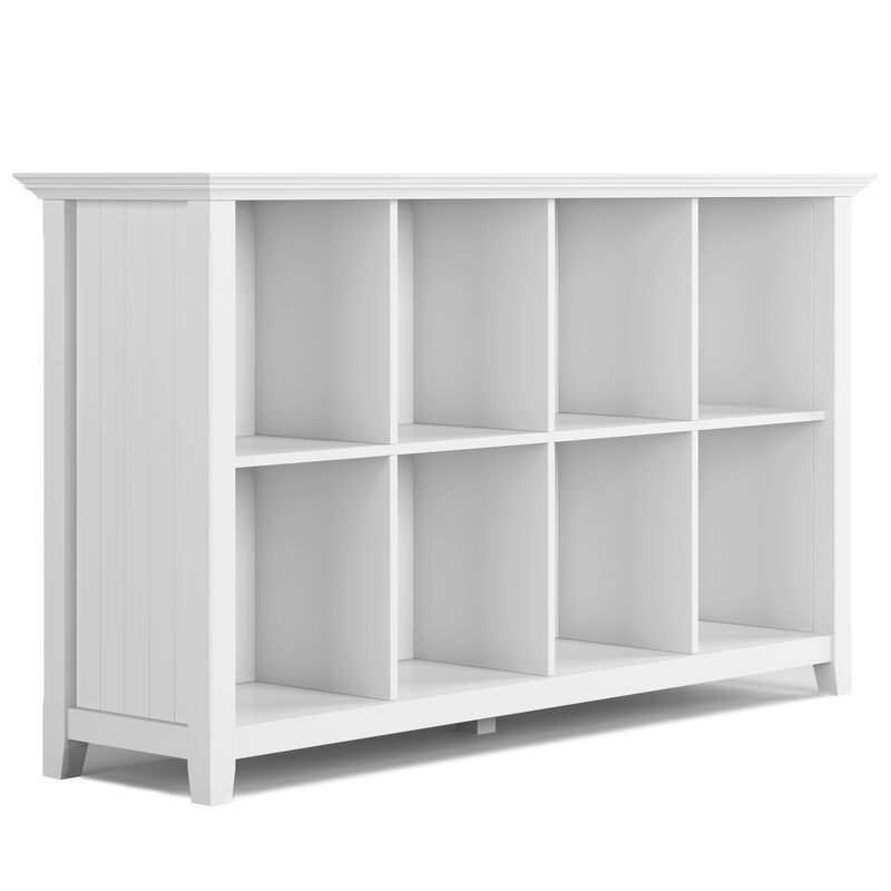 Acadian SOLID WOOD 57 inch Wide Transitional 8 Cube Storage Sofa Table in White image number 0