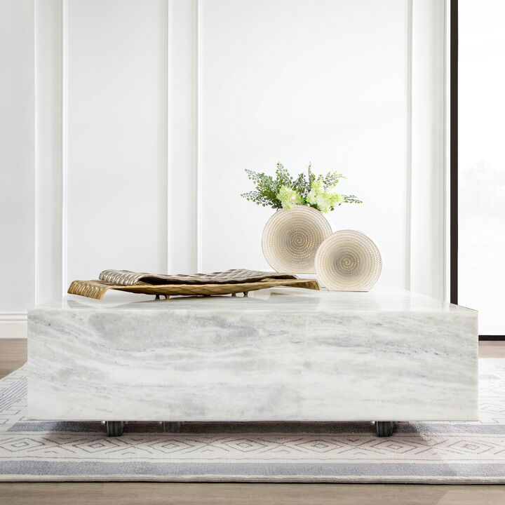 Metal 9" Round Vase, White