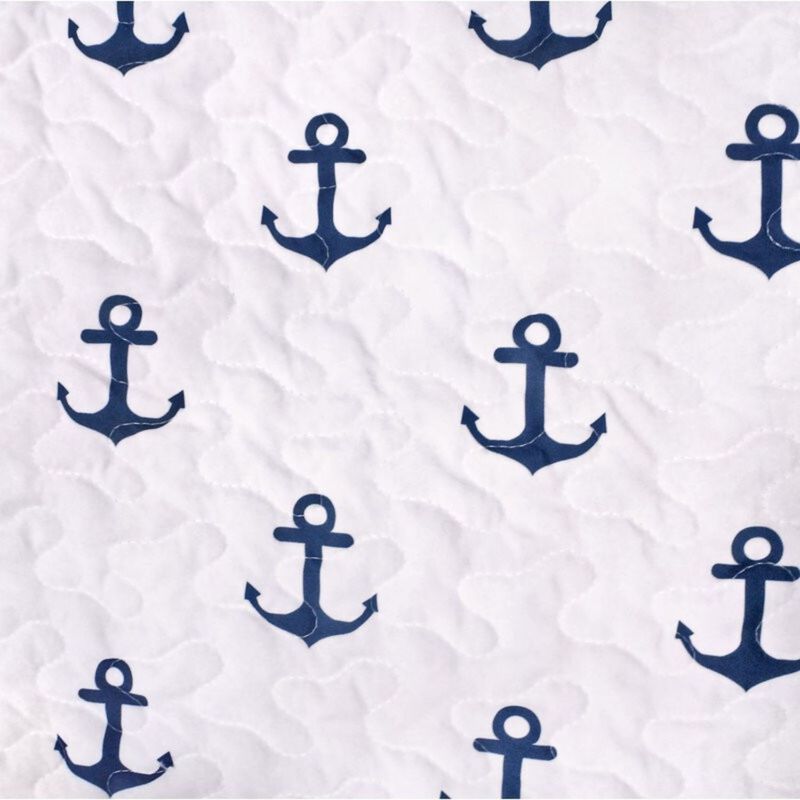 QuikFurn Nautical Striped Anchors Reversible Microfiber Quilt Set