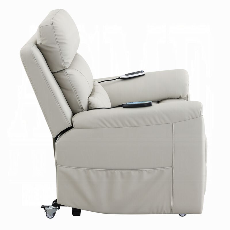 Arshie Power Lift Recliner Chair, Heating n Massage, Gray Faux Leather