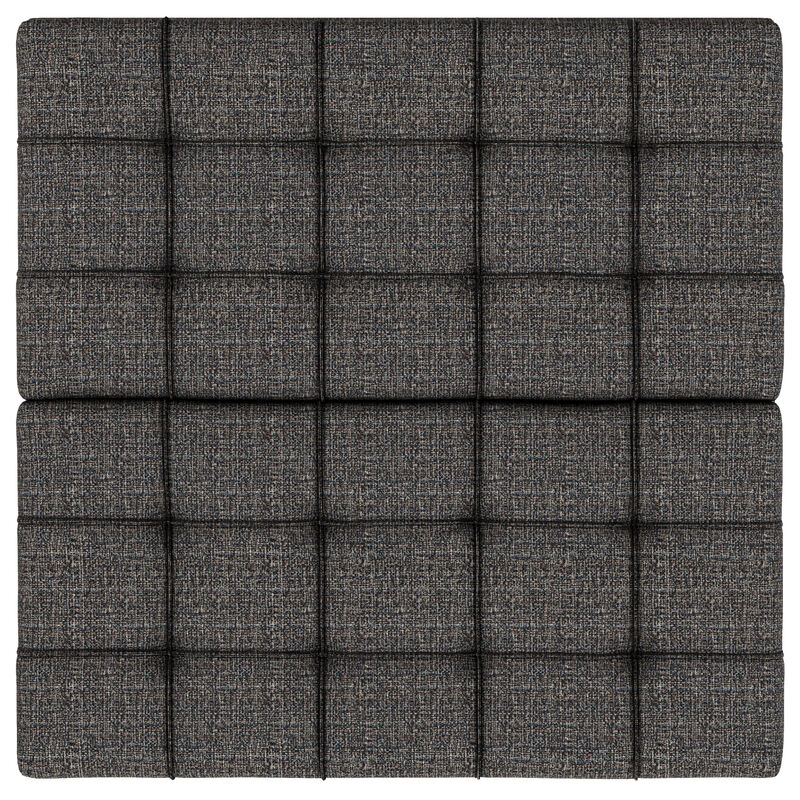 Harrison 30 inch Wide Transitional Square Small Coffee Table Storage Ottoman in Ebony Tweed Polyester, Assembled image number 4