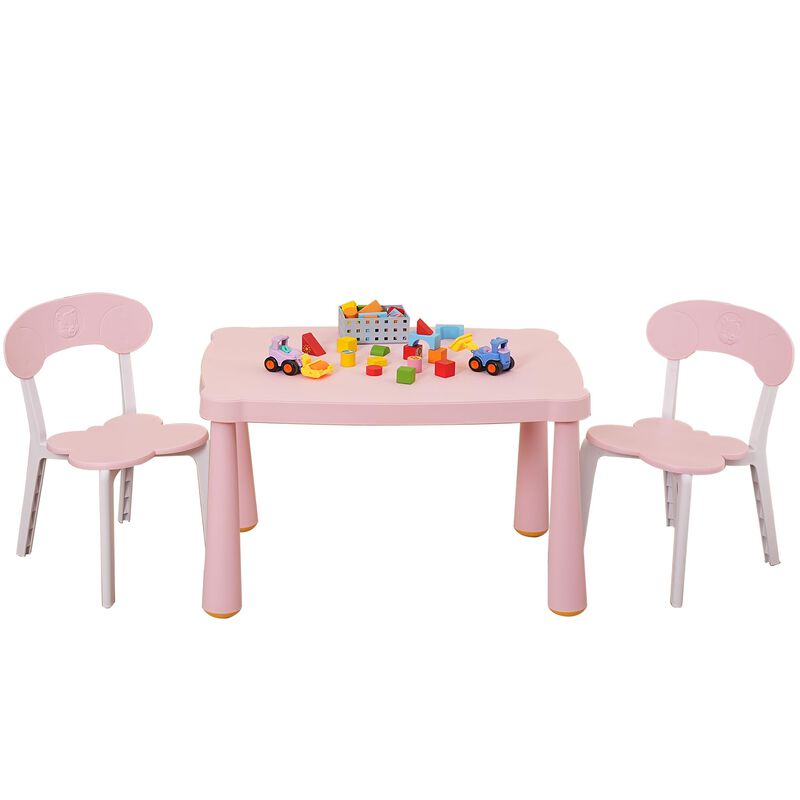 CLIHOME High Quality Plastic Kids Table and Chair Set,3 Piece Children Reading Activity Table and Chair image number 0