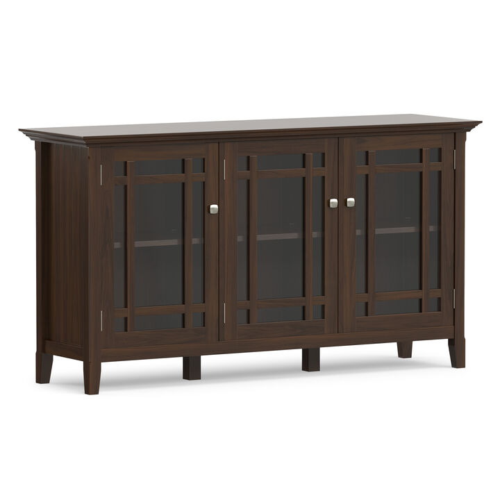 Bedford SOLID WOOD 62 inch Wide Transitional Wide Storage Cabinet in Dark Tobacco Brown