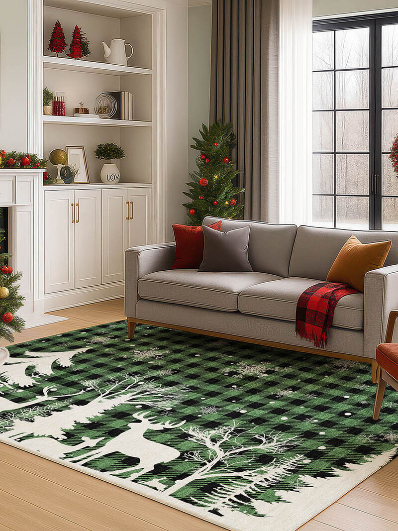 Merry & Bright MY26 Green 8' x 10' Rug