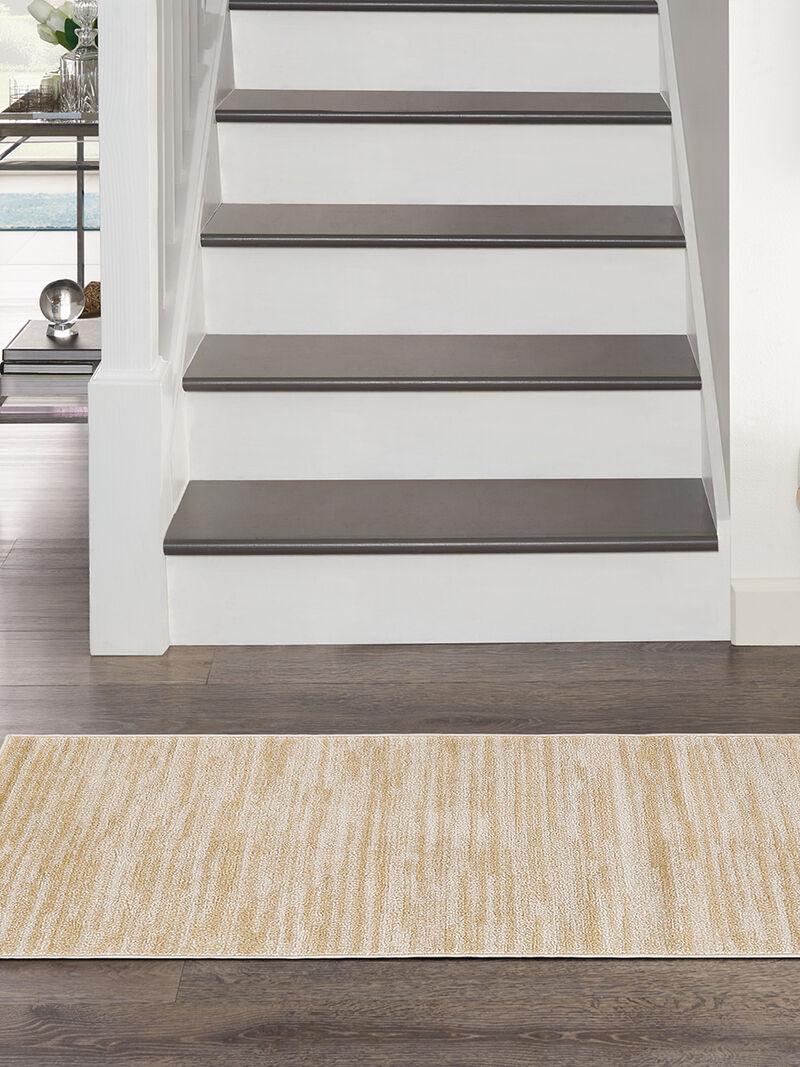 Nourison Essentials NRE01 Ivory/Gold 2'2" x 10' Rug image number 7